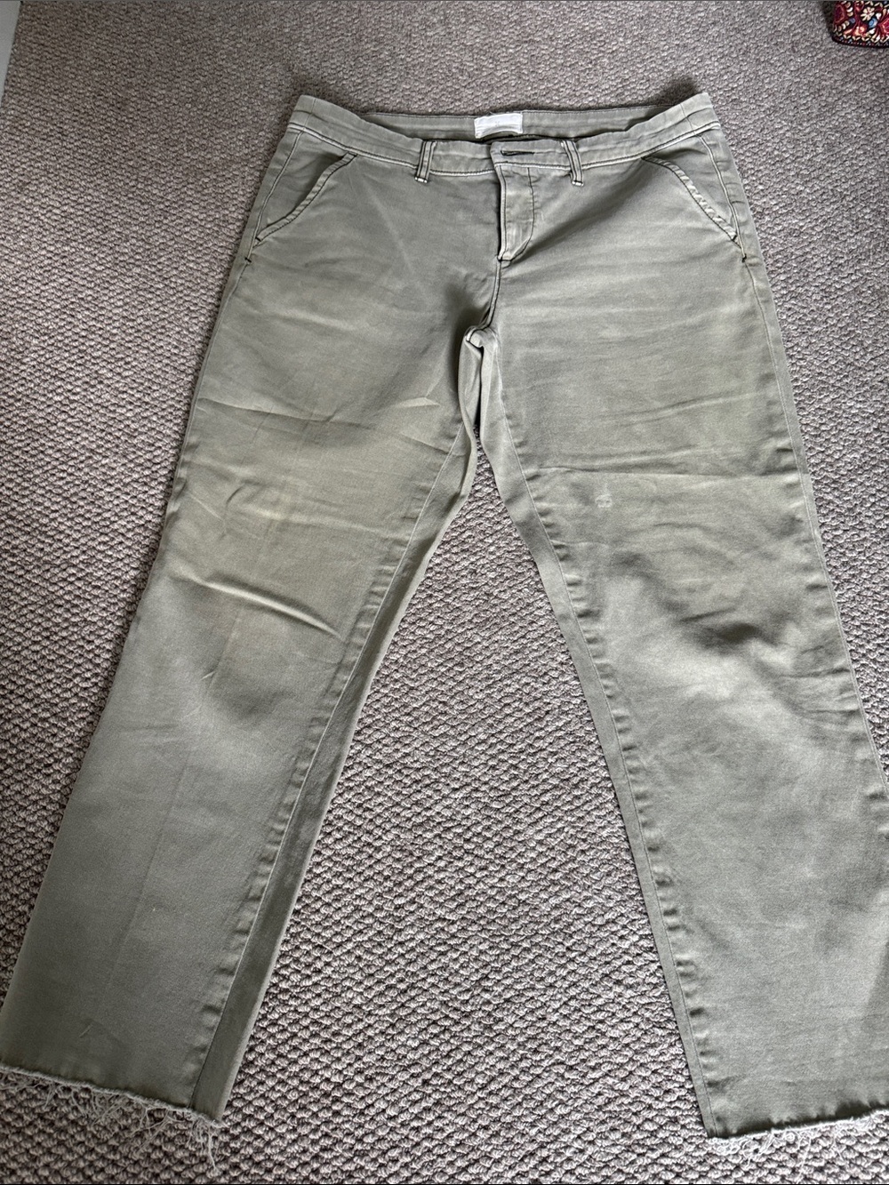 Caslon Neutral Olive-Tone Pants with Label Detail